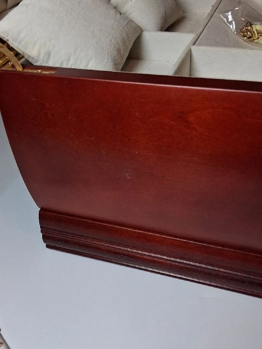 Classic Wooden Jewelry Chest in Deep Red Finish